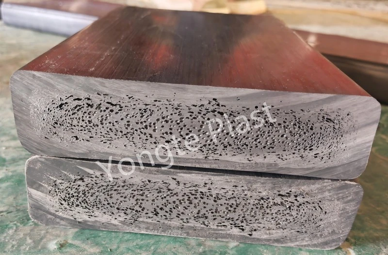 200x50mm రీసైకిల్ సాలిడ్ ప్లాస్టిక్ కలప యంత్రం విజయవంతంగా పరీక్షించబడింది